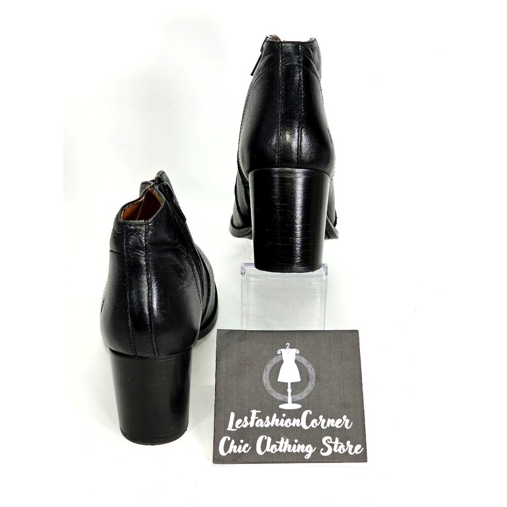 Frye Women’s Black Leather Nora Zip Short Ankle Block Heel Boot Size 9B 1778 - Picture 6 of 16